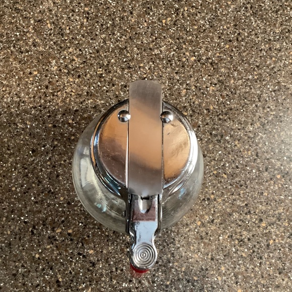 Antique 1950s heavy glass Syrup bottle Red Bakelite handle sunburst bottom - Picture 4 of 6